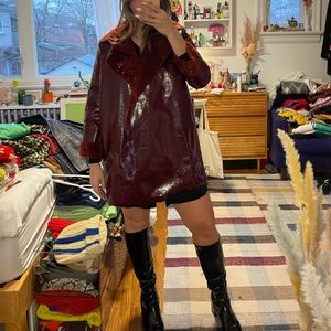Vinyl Faux Fur Coat